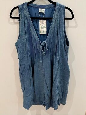 NWT Very J Newin Denim Tank Romper Size L